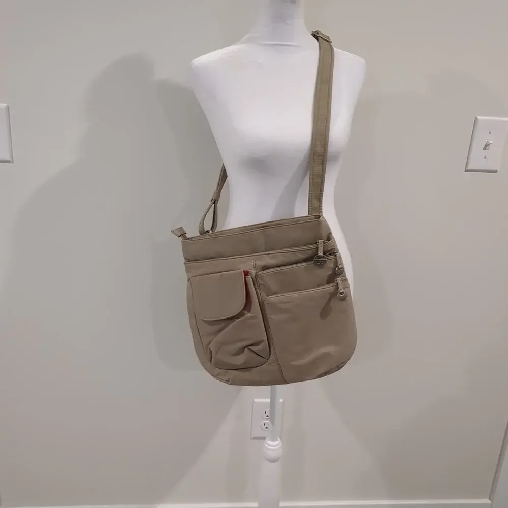 Travelon Crossbody Shoulder Bag Beige Anti-Theft Safe Travel Bag
